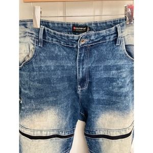 Y2K Southpole Biker Moto Jeans Stretch Stonewash Denim Men's 44